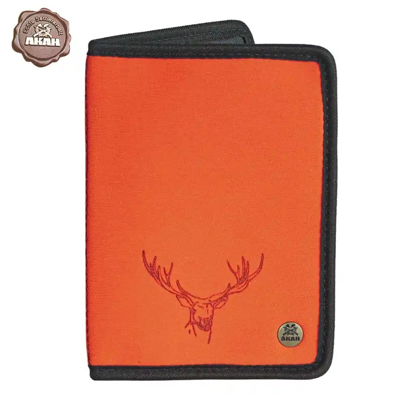 Echt AKAH Jagdscheinetui Neopren Hirsch Orange
