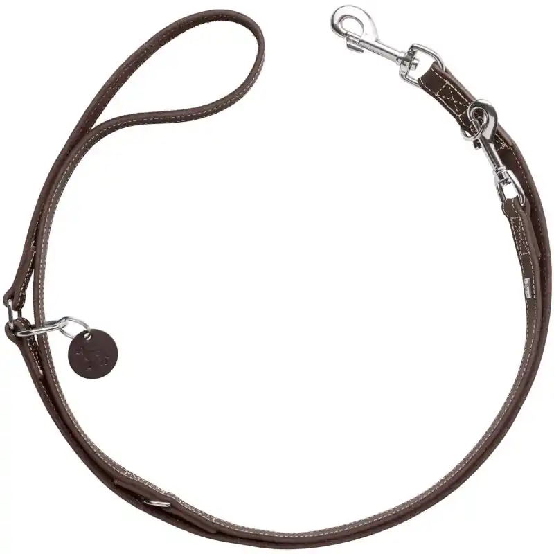 Top-Seller Hunter Verstellbare Führleine Aalborg , aus Softvollrindleder, Dunkelbraun, 200cm, Breite 15mm
