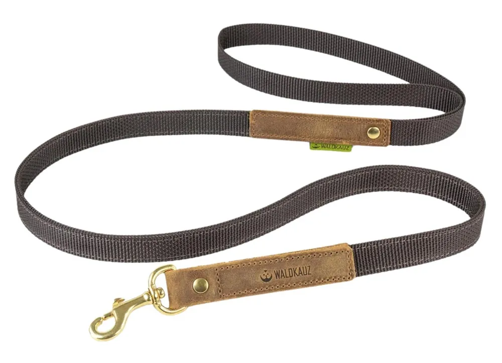 Preisreduziert Waldkauz Führleine ‘‘Wadenbeißer‘‘ , aus Gurtband , Breite 20mm, Braun, 95cm