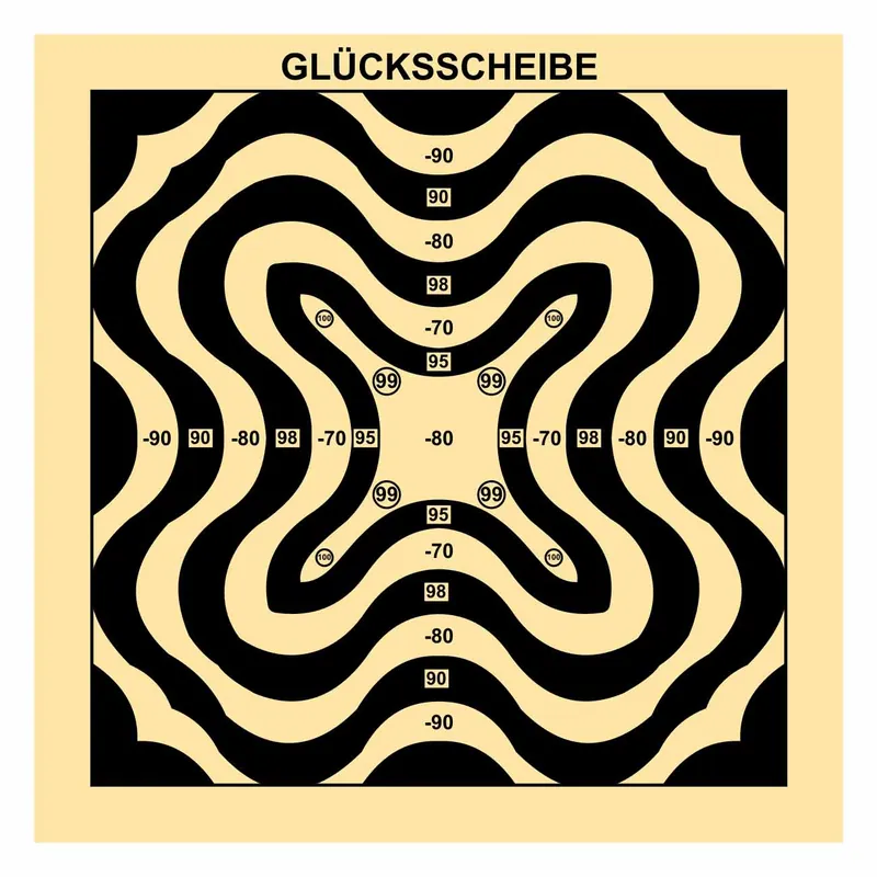 Braun Network Glücksscheibe Wellenmuster 14² mit zus. Ringen plus und minus Format 14x14cm Zertifiziert
