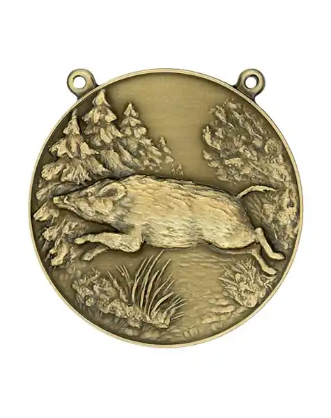 Neuheit Steinhauer&Lück Medaille Wildschwein m. Kette Bronzefarbig