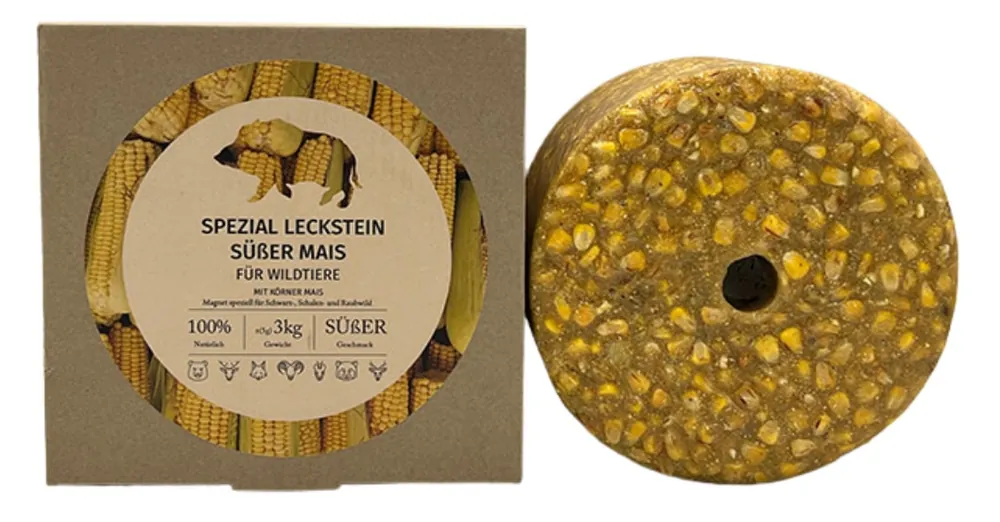 Heißes Angebot Wildlutscher Spezial Leckstein 3 kg Süßer Mais