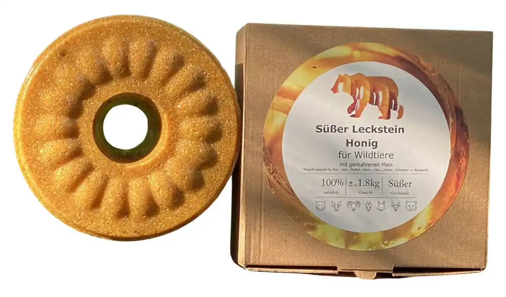 Jetzt Bestellen Wildlutscher Süßer Leckstein Honig 1,8 kg mit gemahlenem Mais