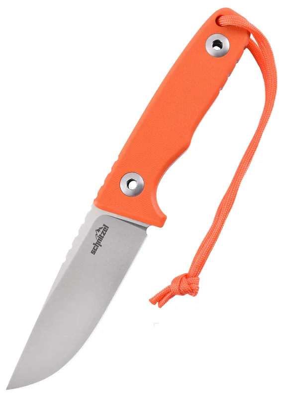 Direktkauf Schnitzel Outdoormesser TRI orange rostfreier 14C28N-Stahl Inkl. Scheide aus Kydex mit Dangler-Trageystem