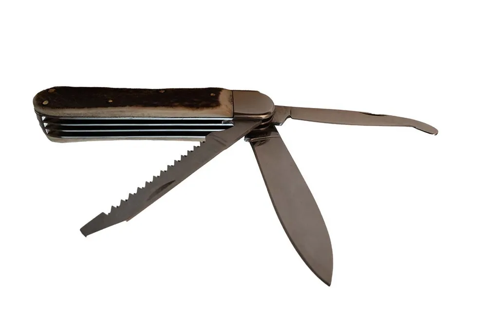 InnoMar Jagdtaschenmesser mit Hirschhorn Aufbruchklinge und Säge Top-Seller