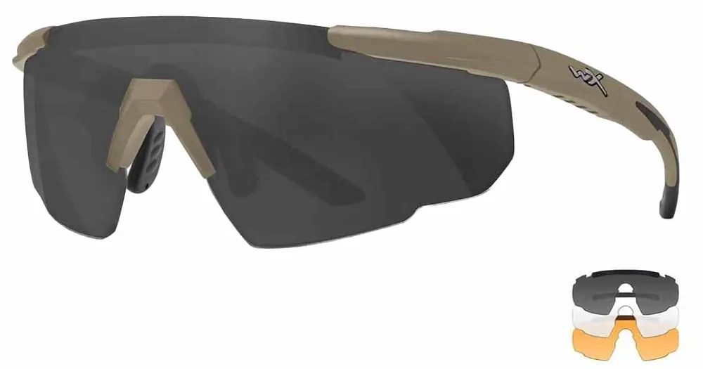 Wiley X Schießbrille Saber Advanced Set Gläser grau, klar, helles orange, Gestell matt tarnfarbe Mega-Angebot