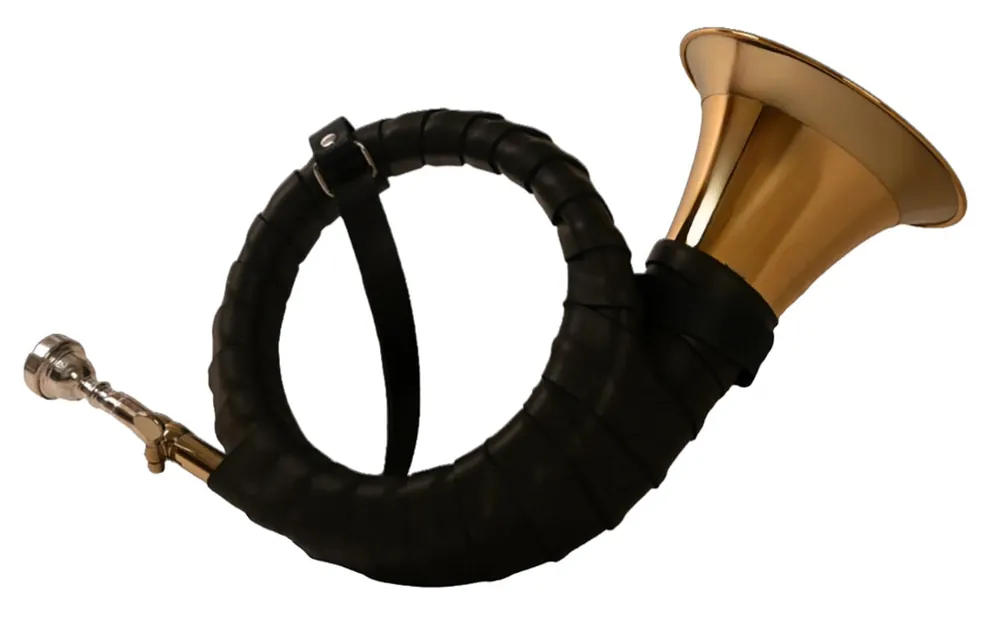 Kühnl&Hoyer Fürst-Plesshorn B Mod. 1344 Echtlederwicklung, Goldlack Goldmessing, Neusilberkranz, weite Mensur, Neusilberstimmzug und Trompetenmundstück, Ledertrageriemen Preisreduziert
