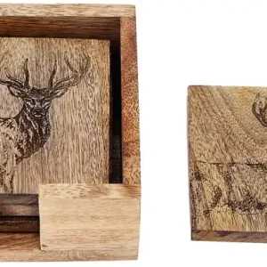 AKAH Holzuntersetzer Hirsch 4er Angebot