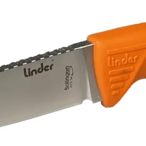Linder Super Edge 1 ATS 34 Orange Klingenlänge 9,5cm Linder Lederscheide Neu