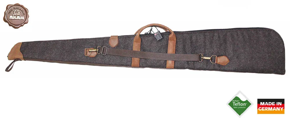 AKAH Flintenfutteral Loden/Leder 128cm - Braun Mit TSA-Zahlenschloss Aktuell